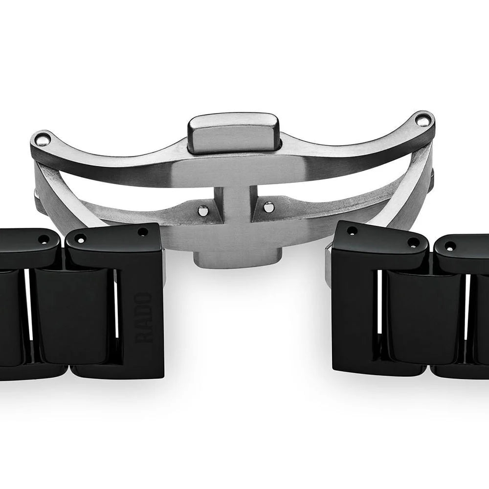 Rado True Square Diamonds - butterfly clasp detail on black ceramic bracelet