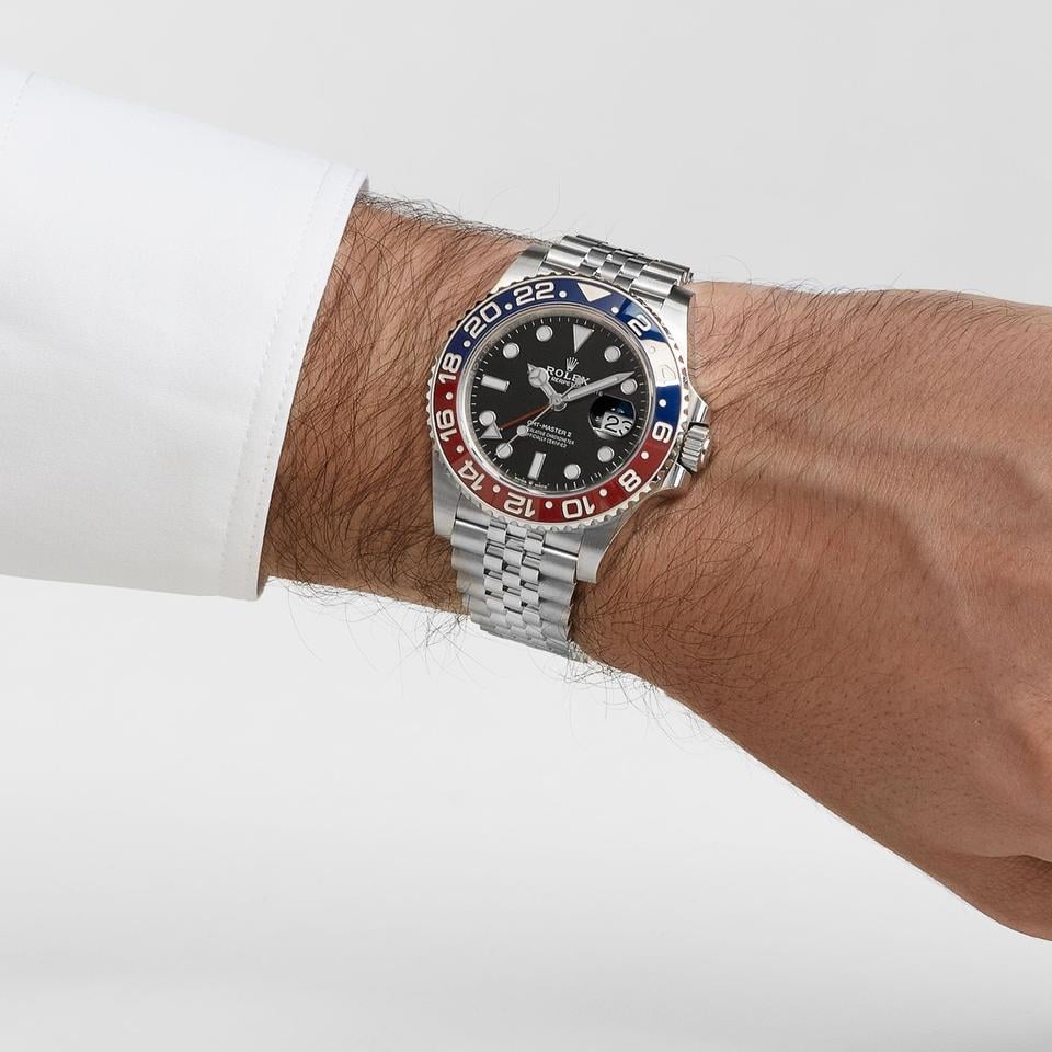 Rolex GMT-Master II Pepsi - on wrist side view showing Jubilee bracelet