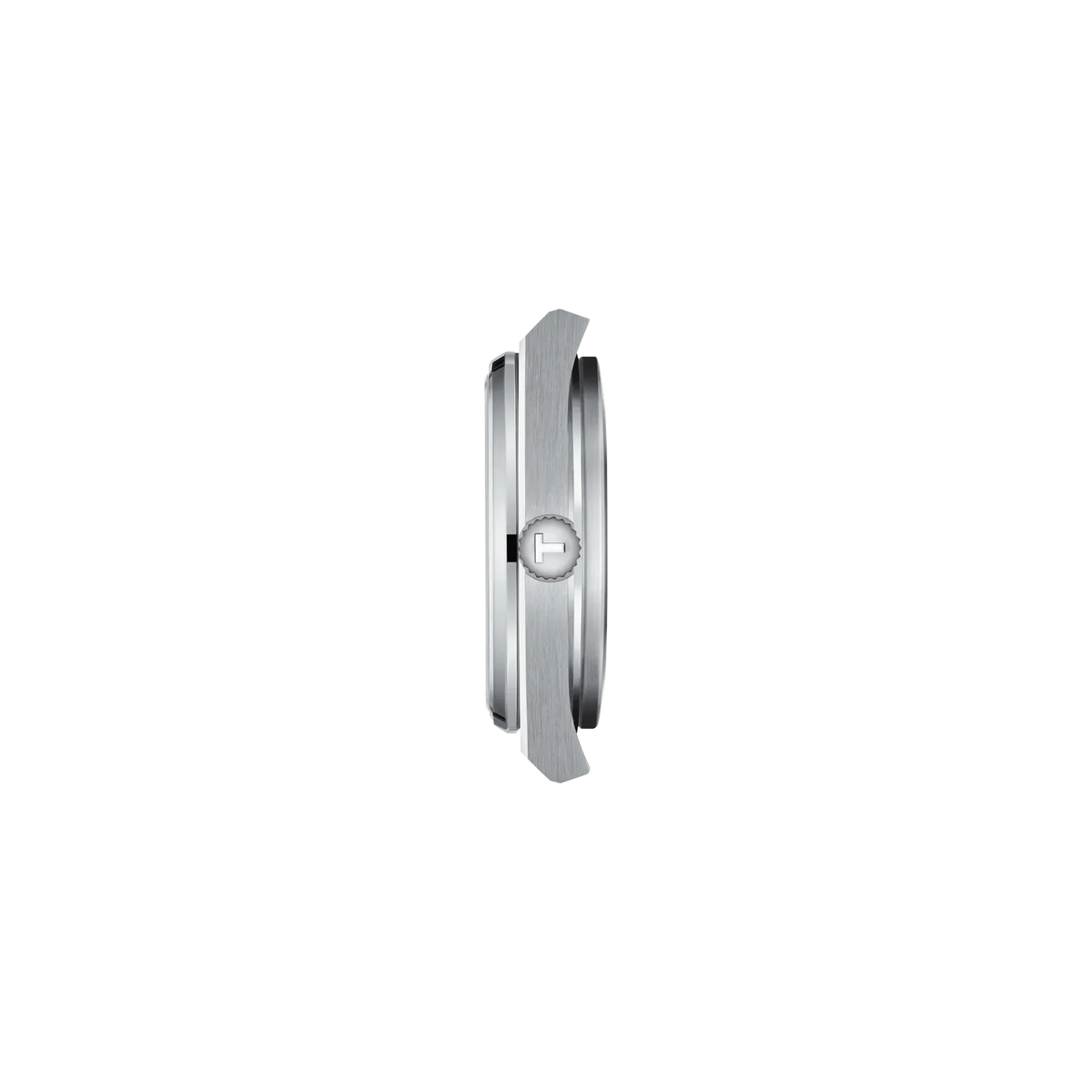 Tissot PRX Quartz Green Dial - side profile view showing case thickness and signed crown